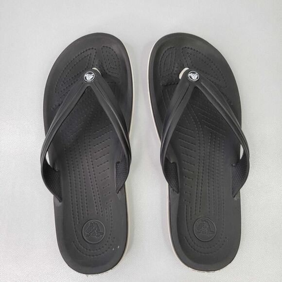 Crocs Crocband Sandals Flip Flops Womens Size 11 Mens 9 Black Comfort Thong - Picture 4 of 7
